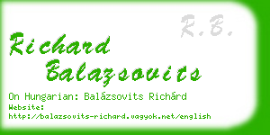 richard balazsovits business card