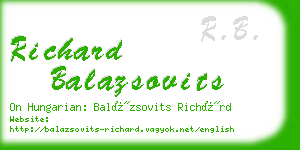 richard balazsovits business card